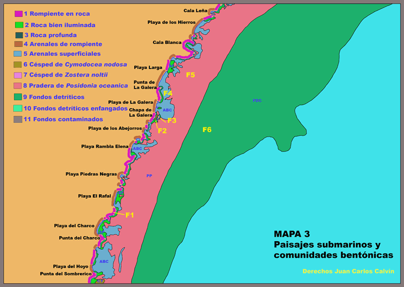 Mapa 3. Paisajes submarinos y comunidades bentónicas