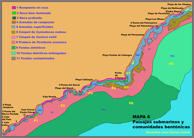 Mapa 4. Paisajes submarinos y comunidades bentónicas