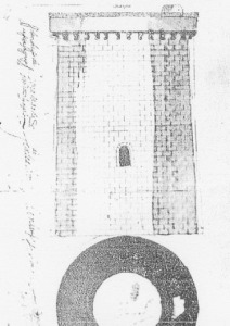 Dibujo de la planta y el alzado de la torre defensiva de El Pinatar