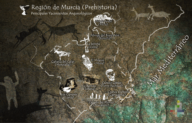 Mapa de la Prehistoria de la Región de Murcia