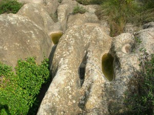 La circulacin del agua disuelve las rocas segn la direccin de la corriente y genera estos agujeros alargados denominados pilancones 