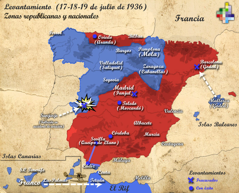Mapa del Alzamiento Nacional