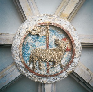 Clave de las bóvedas góticas de la girola de la Catedral de Murcia