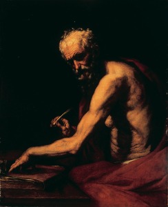 Jos Ribera. San Jernimo como escrituario. 1613. Museo de Bellas Artes. Murcia