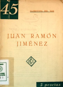 Portada del ensayo 'Juan Ramón Jiménez' firmado bajo el seudónimo de Florentina del Mar 