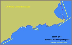 Figura 1. Representacin esquemtica de las diferentes porciones del litoral que componen el LIC Franja sumergida