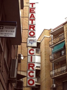 Teatro Circo (Murcia). Rótulo del cine perteneciente a la Empresa Iniesta SCR