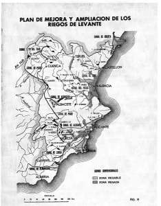 Mapa del proyecto de Manuel Lorenzo Pardo sobre el trasvase en 1933