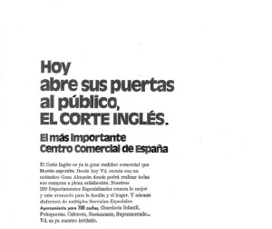 Anuncio conmemorativo de la inauguracin de El Corte Ingls en Murcia el 3 de mayo de 1973
