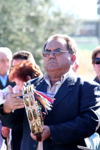 Mateo Montes tocando la pandereta. Santa Gertrudis (Lorca)