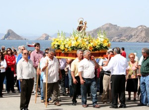 La Virgen de los marineros en la playa [Fiestas Calabardina]