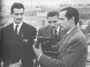 Luis Alvrez Pastor, Antonio Crespo y Antonio Medina Bardn en la torre de Radio Juventud