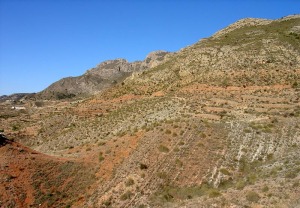 Panormica de uno de los yacimientos de ammonites del Jursico superior ms importantes de la regin de Murcia, actualmente muy daado por coleccionistas y vendedores de fsiles 