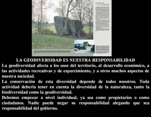 Recomendacin del folleto que realiz el gobierno nrdico para difundir el concepto de geodiversidad. Todos debemos poner nuestro granito de arena para una proteccin integral de la Naturaleza