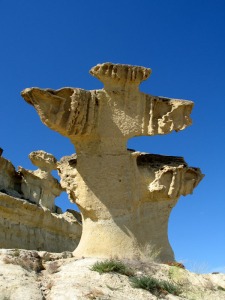 Una de las formaciones geolgicas ms conocidas de Murcia y que se han utilizado para la promocin turstica son las setas ptreas de Bolnuevo (Mazarrn) 