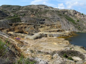 La alteracin de minerales en las minas de Murcia ha generado laboratorios tiles para estudiar el origen de la vida y la biodiversidad en ambientes geolgicos extremfilos. Corta Brounita 