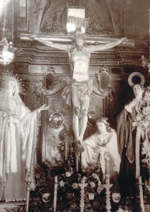 Cristo de la Misericordia (Destruido). Formaba parte de un 'Calvario' junto a obras documentadas de Salzillo. Entregado en 1698 en Lorca