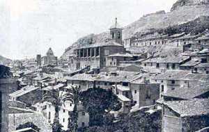 Vista de Mula desde el campanario de San Miguel, hacia 1947.