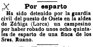 Robo de esparto. Diario de Murcia 01-02-1898
