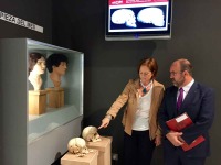 La directora general de Bienes Culturales, Mara Comas, y el arquelogo y doctor de la UMU Joaqun Lomba, en el Museo Arqueolgico de Murcia