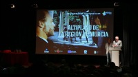 Francisco Abril durante su intervencin en el estreno de la produccin 'Altiplano de la Regn de Murcia'