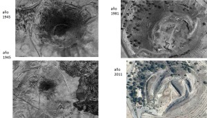 Fotografas areas donde se ve la evolucin de la cantera del volcn Cerro Negro de Calasparra. Fuente http://iderm.imida.es/cartomur/