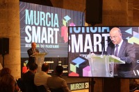 El consejero de Hacienda y Administraciones Pblicas, durante su intervencin en el I Encuentro Ciudades Inteligentes 'Murcia Smart'