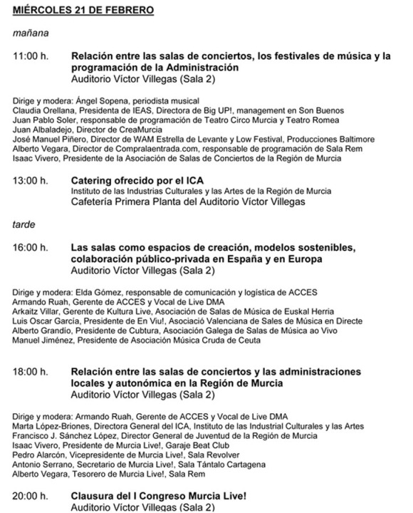I Congreso Murcia Live! - programa