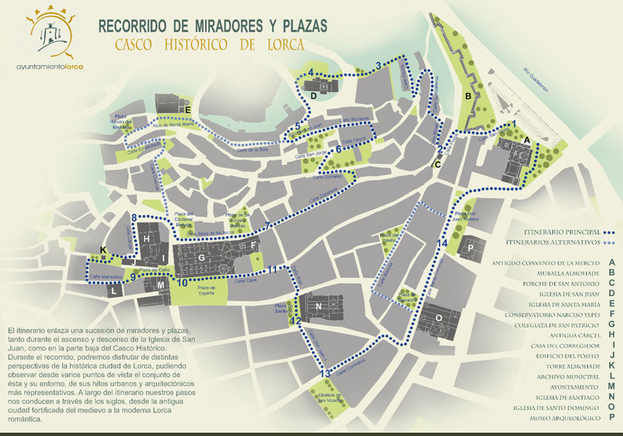 Mapa. Ruta Miradores y Plazas de Lorca