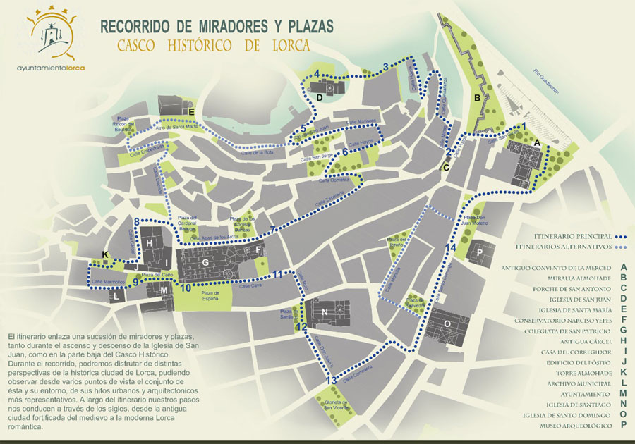 Mapa. Ruta Miradores y Plazas de Lorca