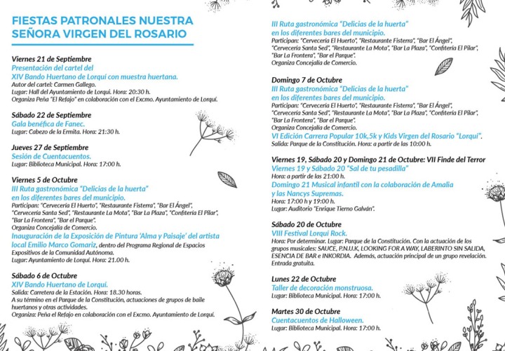 Fiestas Patronales de Lorquí en honor a la Virgen del Rosario 2018
