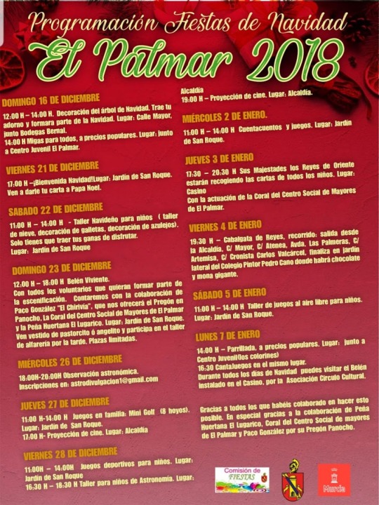 Programa Fiestas Navideñas El Palmar 2018