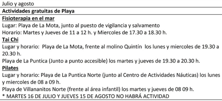Actividades en la Playa