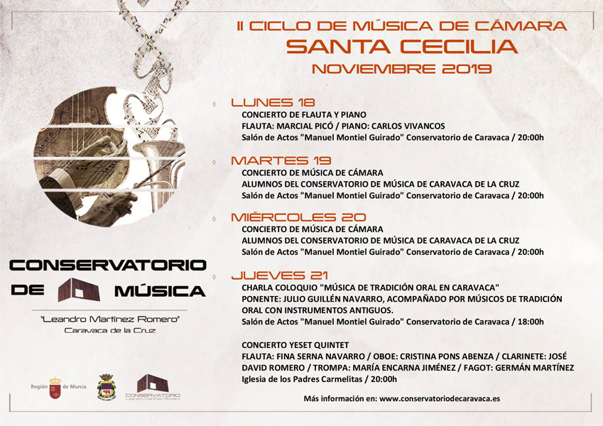 Caravaca celebra Santa Cecilia con cuatro conciertos y una charla sobre la música de tradición oral 