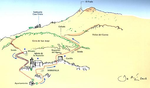 Mapa de la Ruta urbana y vuelta al Cerro de San Jorge 