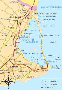 Mapa de infraestructuras de comunicaciones para acceso al Mar Menor