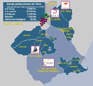 Vino - Mapa de zonas productoras de Vino