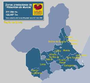 Mapa de zonas productoras de Pimentn