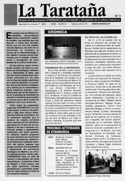 Primer nmero del boletn etnogrfico <em>La Tarataa</em> [Folclore_El Trovo] . 