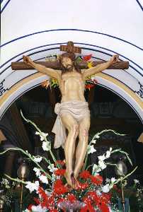 Cristo Crucificado sale de la Iglesia [Ricote_Semana Santa] 