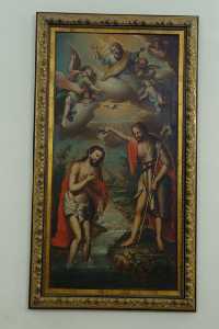 Pintura alusiva al bautismo de Cristo en la Iglesia Parroquial de Nuestra Seora de las Mercedes 