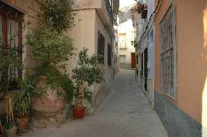 Calle tpica adornada con macetas