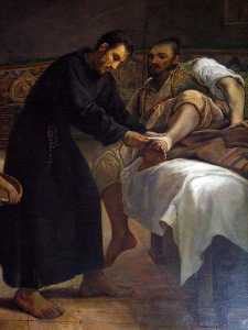 S. Juan de Dios curando a un enfermo