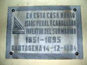 Placa de la casa natal de Isaac Peral 