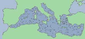 Corrientes superficiales en el Mediterrneo (segn Lacombe, H. & Tchernia, P., 1972)  