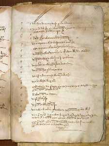 Fragmento del inventario de los documentos contenidos en el arca