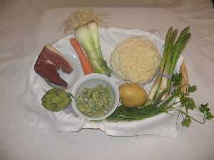 Ingredientes de la Menestra de verduras con jamón 