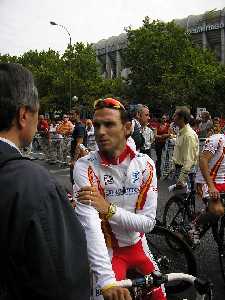 Alejandro Valverde durante una entrevista en los Mundiales de Madrid 2005