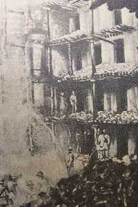 Teatro Romea ardiendo en 1899
