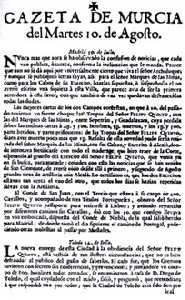 Gazeta de Murcia 10 de agosto de 1706